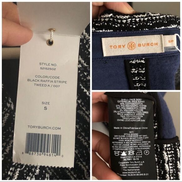 New Tory Burch Raffia Knit Tweed Moto jacket NWT - Picture 7 of 8